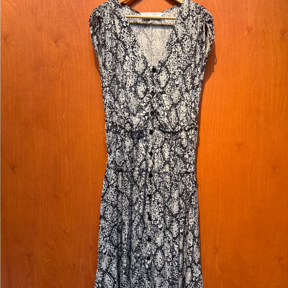 Proenza Schouler Black and White Snake-Print Midi Dress